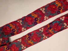 ANTIQUE 1930’S EASTERN EUROPEAN HUNGARIAN? EMBROIDERED RIBBON TRIM picture