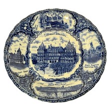NEW YORK NY Antique Souvenir OF ALBANY PAINTED STAFFORDSHIRE ENGLAND PLATE picture