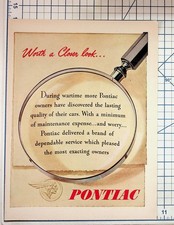 Pontiac Wartime Auto Ad Vintage Ephemera Dependable Service WWII Era picture