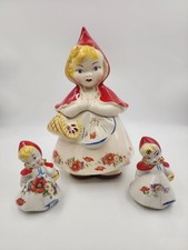 Vintage Hull Little Red Riding Hood Cookie Jar w/Matching Salt & Pepper Shakers picture