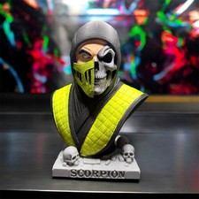 Mortal Kombat II Scorpion Undead Bust 3D Printed Hand Painted 7” picture