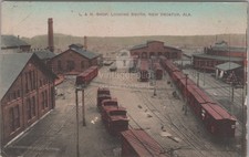 LN Railroad Shop Looking South New Decatur Alabama AL Freight Cars 1910 Postcard picture