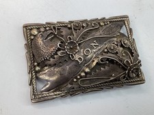Vintage R.J. Navajo Sterling Silver Belt Buckle Signed 3.23 oz. picture
