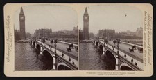Westminster Bridge and Clock Tower, London, England  Old Photo picture