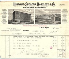 1905 Hibbard Spencer Bartlett Wholesale Hardware Billhead picture