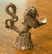 Authentic Spoontiques 1986 Vintage Pewter Dragon w/Swarovski Crystal 3.5
