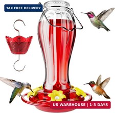 Glass Hummingbird Feeder for Outdoors, 18oz Hanging Nectar Holder with Ant Moat picture