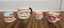 Vtg Ceramic Santa Claus Head Mugs Lot Of 4 Closed Eyes Christmas Taiwan Japan picture