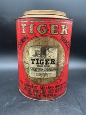 Antique c1905 Tiger Chewing Tobacco Store Tin P Lorillard Lithograph picture