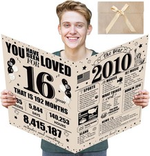 Large Vintage 16Th Birthday Card with Envelope for Boys Girls, 2010 Funny Happy picture