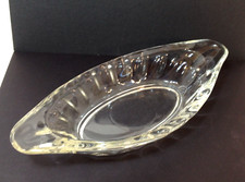 Vintage Clear Crystal Cut Glass Oval Relish Serving Dish Bowl Candy Nuts 9x4