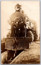 RPPC Steam Train Locomotive 1903 Railroad Workers Engineers Antique Postcard picture