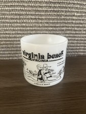Souvenir Mug Federal White Milk Glass Coffee Cup Virginia Beach Virginia picture