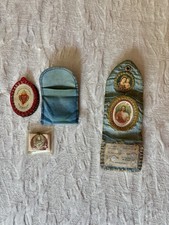 Rare Vintage Catholic Apostleship of Prayer Pocket Shrine, Plus Badge & Medal picture