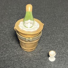 Vintage Hinged Trinket Box Champagne Bottle in Chilling Bucket picture