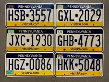 ONE PENNSYLVANIA LICENSE PLATE VISITPA.COM RANDOM LETTERS/NUMBERS NOT MAP STYLE picture