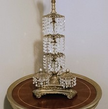 Loevsky & Loevsky WMC Hollywood Regency Lamp Brass Crystal Waterfall RARE 1968 picture