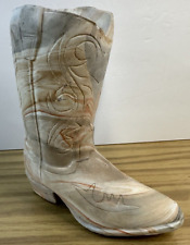 Vintage Rustic Marbled Nemadji-like Clay Western Cowboy Boot Sculpture picture