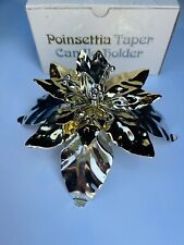Vintage Dept. 56 Silver & Gold Tone Poinsettia Taper Candle Holder (NOS) picture