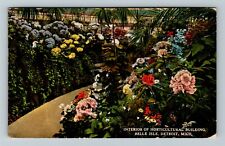 Detroit MI-Michigan, Interior Of Horticultural Building Belle Vintage Postcard picture