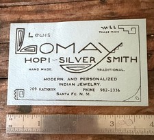 Vintage 1950’s Lewis Lomay Hopi Silversmith Santa Fe NM Original Business Card picture