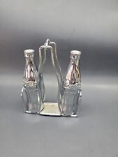 Coca-Cola Silver Salt & Pepper Shakers & Stand Or Holder picture
