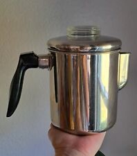 Vintage Flint Ware 6 Cup Percolator Coffee Pot Stovetop Stainless Steel Clean picture