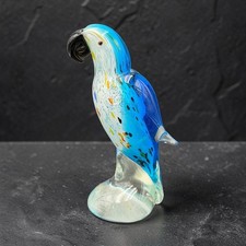 Vintage GCA Art Glass Blue Parrot Cockatoo Bird Figurine 7.5