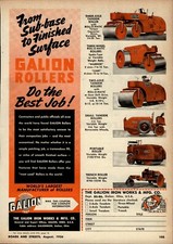 1956 Galion Iron Works Print Advertisement: All Motor Road Rollers Pictured  picture