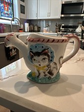 Antique 1950's Small Planter Or Creamer Kitten Cat Watercan Napco Era Japan 3.5” picture