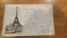 Vintage Paris Eiffel Tower Postcard France La Tour Eiffel Posted 1891 to Boston picture