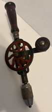Vintage Craftsman Hand Crank Eggbeater Drill USA Cast Iron Gear Wood Handle picture