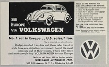 1955 Ad Print Ad VW Beetle See Europe Via Volkswagen World Wide Automobiles picture