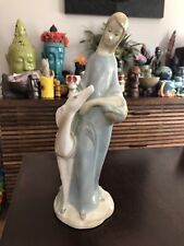 Beautiful Girl With Fawn Collectible Ceramic Figurine Done In Lladro Style picture