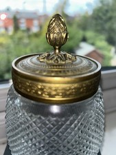 Antique French Baccarat Cut Crystal Barrel Box/Jar with Dore Bronze Mounts picture