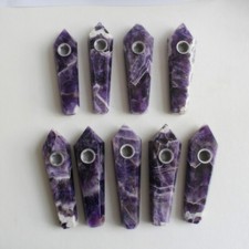 Natural Quartz Crystal Smoking Pipe Obelisk Point Rock Wand Reiki Healing Stone picture