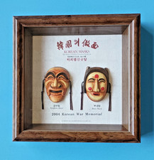 Korean Mask  Framed Raised 2004 Shadowbox . . .   Korean War Memorial Masks picture