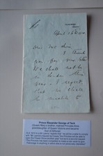 Earl of Athlone Prince Alexander George of Teck Autographed Letter 1910 picture