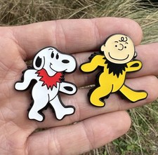Snoopy & Charlie Brown Owsley Bear Hatpin Pair 1.5”(2) Hard Enamel Lapel Pins picture