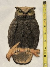 Antique Vintage Halloween German Embossed Owl on Branch Die Cut Decoration 1920s picture