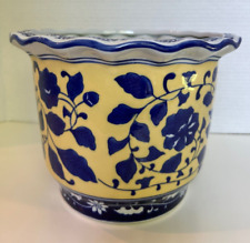 Yellow and Blue Floral Porcelain Planter picture