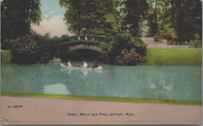 Belle Isle Park Detroit Michigan Canal Canoe 1913 Postcard MI picture