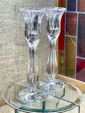 Beautiful Gorham Taper Full Lead Crystal Tulip Candlestick Holders Pair/ GERMANY picture