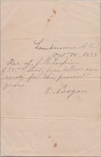 1894 Landrum SC Receipt J.B. Griffin $35 Payment Note Signed P Bogan picture