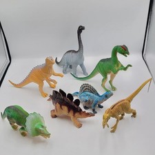 Vintage 1990s Dinosaurs.  Prehistoric Dinosaurs Hard Rubber Figurines Alot Of 7 picture