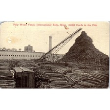 Pulp Wood Yards International Falls Minnesota Vintage Postcard PD10 picture