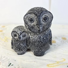 Vintage Nuvuk Canada Owl Figurine Mother Baby Stone Sculpture Inuit Style Decor picture
