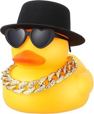 6.89 Inches Large Rubber Duck with Sunglasses Hat Giant Duck,Yellow picture