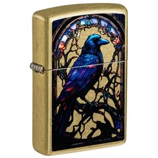 Zippo Stained Glass Raven Design Street Brass Color Image 46946 picture