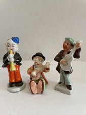 1940’S OCCUPIED JAPAN 3  PORCELAIN MUSICIANS BAND FIGURINE PLAYING INSTRUMENTS picture